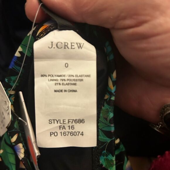 Crew one piece strapless swim suit. Black with multi colors size 0 - Picture 4 of 6